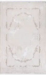 Preetz Klasik Göbekli Krem Polyester Kaydırmaz Tabanlı Makine Halısı