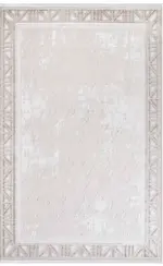 Torring Çerçeveli Krem Polyester Kaydırmaz Tabanlı Makine Halısı