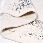 Engum Çerçeveli Krem Polyester Kaydırmaz Tabanlı Makine Halısı - Görsel 3