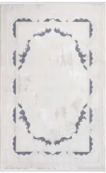 Arup Klasik Göbekli Krem Polyester Kaydırmaz Tabanlı Makine Halısı