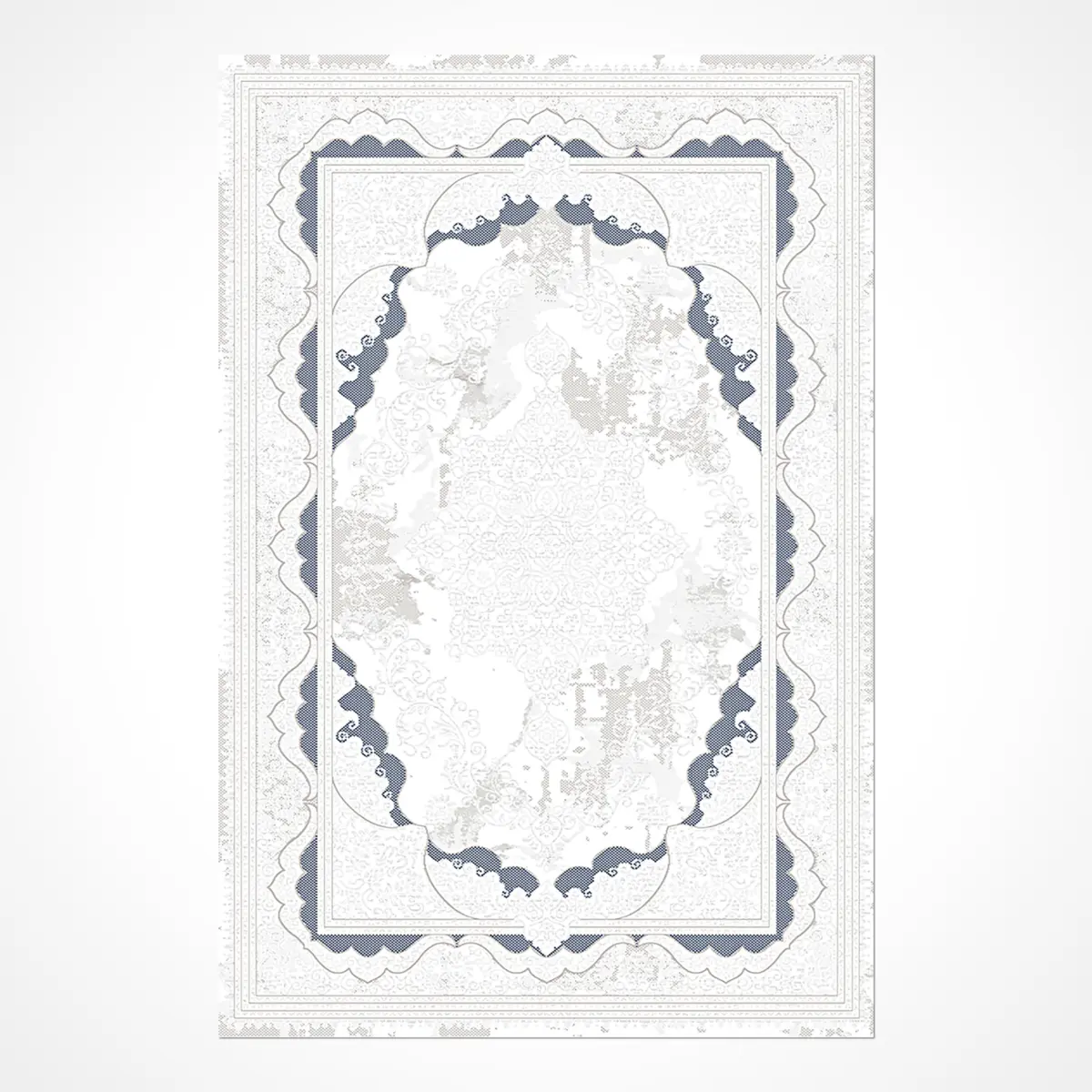 Arup Klasik Göbekli Krem Polyester Kaydırmaz Tabanlı Makine Halısı - Görsel 2