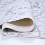 Vasen Modern Beyaz Gri Polyester Kaydırmaz Tabanlı Makine Halısı - Görsel 4
