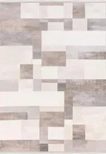 Lemn Modern Bej Polyester Kaydırmaz Tabanlı Makine Halısı