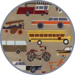 Jaco Taşıt Desenli Kahverengi Polyester ve Pamuklu Kaydırmaz Tabanlı Yıkanabilit Dijital Baskı Çocuk Odası Halısı - Görsel 7