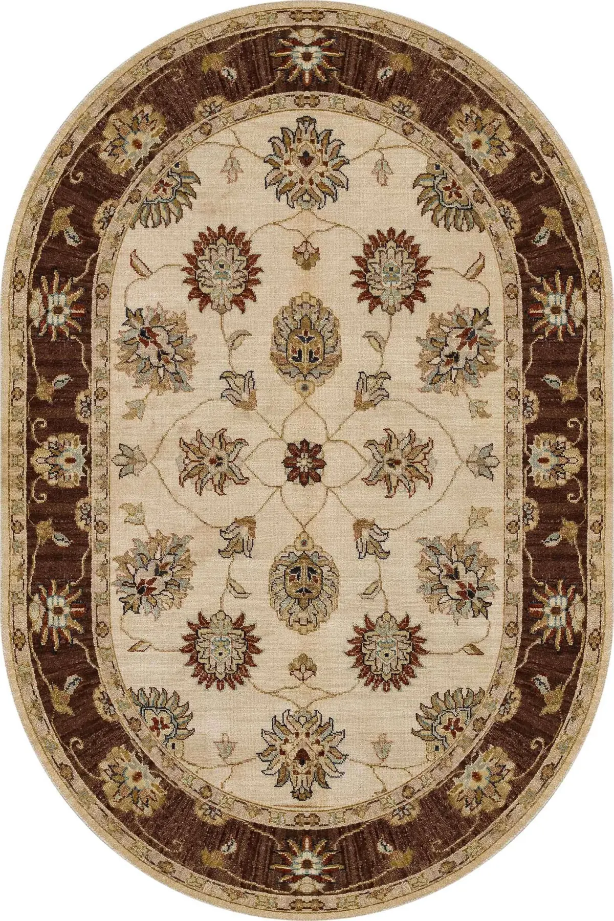 Mirpur Klasik Göbekli Bej Polyester ve Pamuklu Kaydırmaz Tabanlı Yıkanabilir Dijital Baskı Halısı - Görsel 6