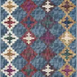 Luzia Geometrik Mavi Polyester ve Pamuklu Kaydırmaz Tabanlı Yıkanabilir Dijital Baskı Halısı