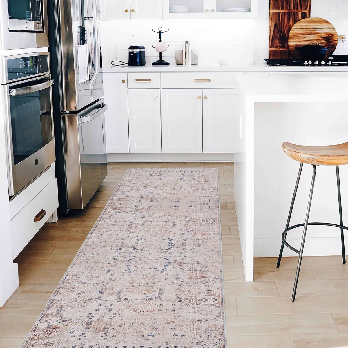 Mirim Modern Bej Polyester ve Pamuklu Kaydırmaz Tabanlı Yıkanabilir Dijital Baskı Halısı - Görsel 5