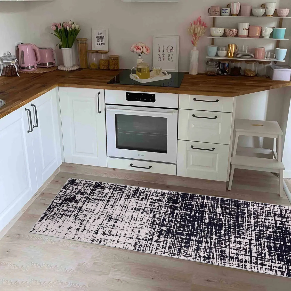 Sunel Modern Gri Polyester ve Pamuklu Kaydırmaz Tabanlı Yıkanabilir Dijital Baskı Halısı - Görsel 5