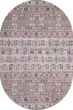 Perico Modern Etnik Gri Polyester ve Pamuklu Kaydırmaz Tabanlı Yıkanabilir Dijital Baskı Halısı - Görsel 6