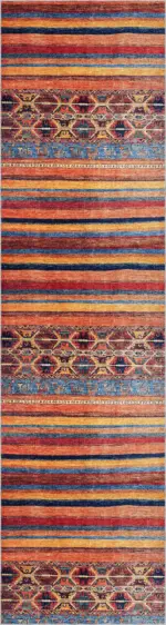 Salen Çizgili Multi Polyester ve Pamuklu Kaydırmaz Taban Yıkanabilir Dijital Baskı Halısı - Görsel 4