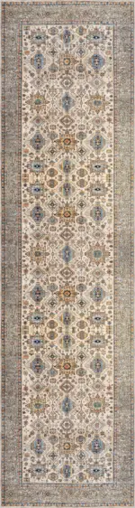 Datong Klasik Göbekli BeJ Polyester ve Pamuklu Kaydırmaz Tabanlı Yıkanabilir Dijital Baskı Halısı - Görsel 3