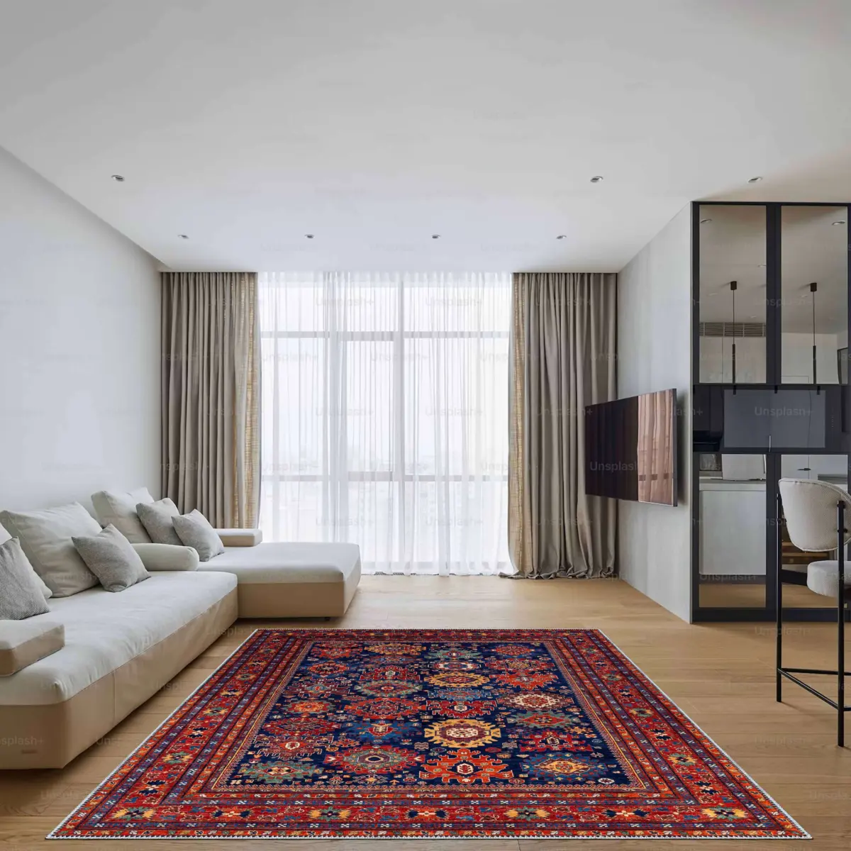 Barun Çerçeveli Multi Polyester ve Pamuklu Kaydırmaz Tabanlı Yıkanabilir Dijital Baskı Halısı - Görsel 2