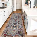 Monyva Klasik Göbekli Mavi Polyester ve Pamuklu Kaydırmaz Tabanlı Yıkanabilir Dijital Baskı Halısı - Görsel 5