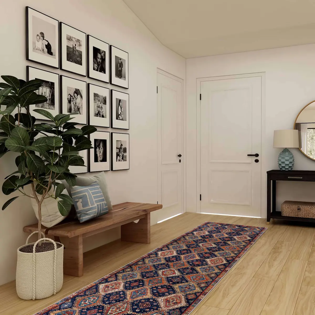 Arun Çerçeveli Multi Polyester ve Pamuklu Kaydırmaz Tabanlı Yıkanabilir Dijital Baskı Halısı - Görsel 5