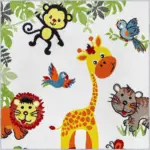 Abajo Sevimli Dostlar Desenli Beyaz Polyester ve Pamuklu Kaydırmaz Tabanlı Yıkanabilir Dijital Baskı Çcok Odası Halısı - Görsel 3