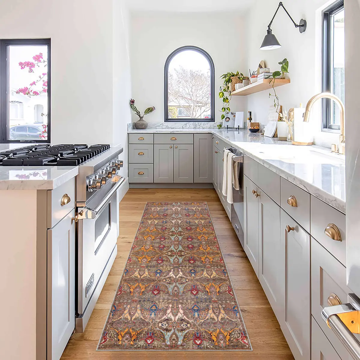 Surin Modern Kahverengi Polyester ve Pamuklu Kaydırmaz Tabanlı Yıkanabilir Dijital Baskı Halısı - Görsel 5