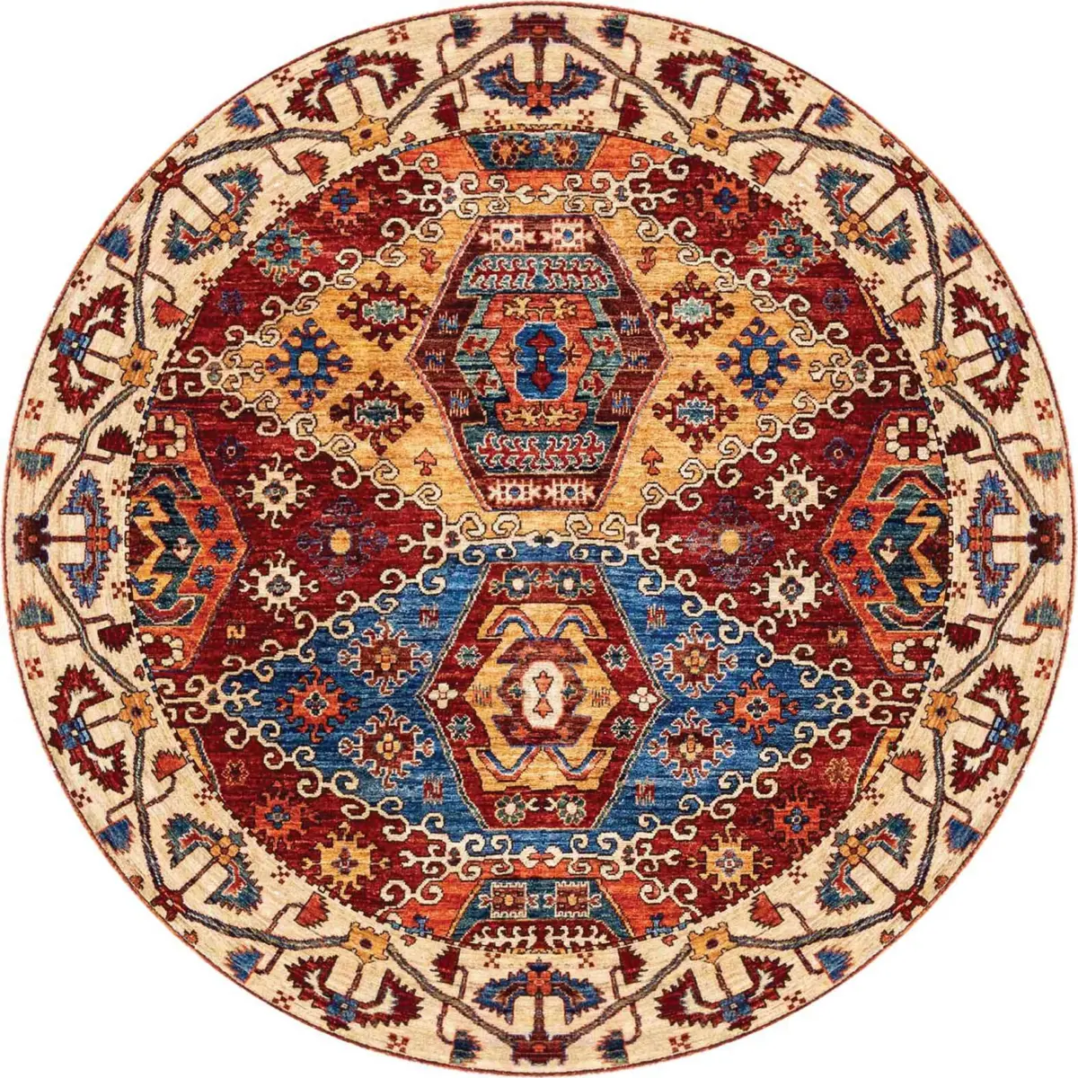 Mengla Klasik Göbekli Multi Polyester ve Pamuklu Kaydırmaz Tabanlı Yıkanabilir Dijital Baskı Halısı - Görsel 7