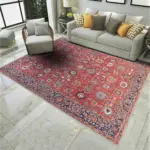 Pingdu Çerçeveli Kırmızı Polyester ve Pamuklu Kaydırmaz Tabanlı Yıkanabilir  Dijital Baskı Halısı - Görsel 2