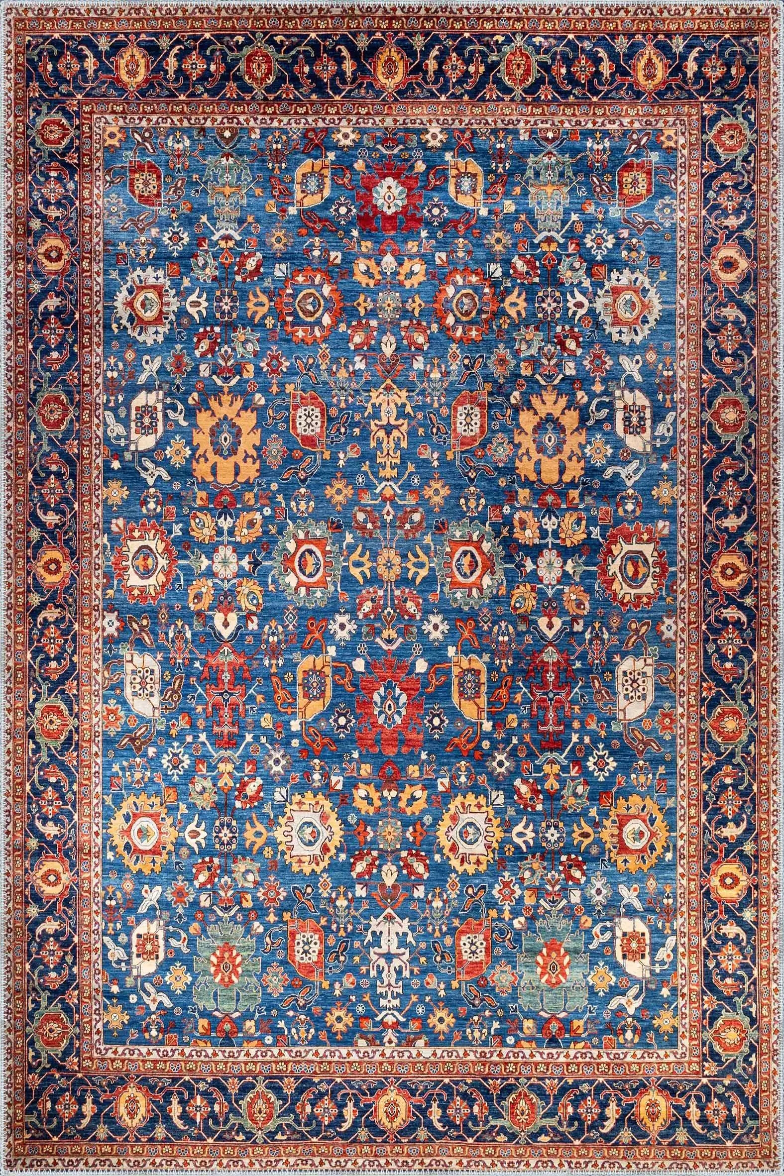 4VWSsb Hechi Çerçeveli Multi Polyester ve Pamuklu Kaydırmaz Tabanlı Yıkanabilir Dijital Baskı Halısı - Görsel 1