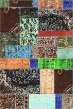 Basti Patchwork Multi Polyester ve Pamuklu Kaydırmaz Tabanlı Yıkanabilir Dijital Baskı Halısı