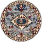 Monyva Klasik Göbekli Mavi Polyester ve Pamuklu Kaydırmaz Tabanlı Yıkanabilir Dijital Baskı Halısı - Görsel 7