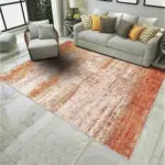 Katni Modern Turuncu Polyester ve Pamuklu Kaydırmaz Tabanlı Yıkanabilir Dijital Baskı Halısı - Görsel 2