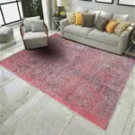 Deoria Modern Kırmızı Polyester ve Pamuklu Kaydırmaz Tabanlı Yıkanabilir Dijital Baskı Halısı - Görsel 2