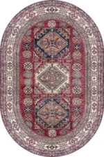 Hitra Klasik Göbekli Multi Polyester ve Pamuklu Kaydırmaz Taban Yıkanabilir Dijital Baskı Halısı - Görsel 6