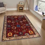 Adachi Çerçeveli Kırmızı Polyester ve Pamuklu Kaydırmaz Tabanlı Yıkanabilir Dijital Baskı Halısı - Görsel 2