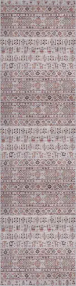 Perico Modern Etnik Gri Polyester ve Pamuklu Kaydırmaz Tabanlı Yıkanabilir Dijital Baskı Halısı - Görsel 4