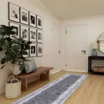 Jalore Çerçeveli Gri Polyester ve Pamuklu Kaydırmaz Tabanlı Yıkanabilir Dijital Baskı Halısı - Görsel 5