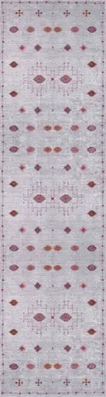 Banao Modern Etnik Gri Polyester ve Pamuklu Kaydırmaz Tabanlı Yıkanabilit Dijital Baskı Halısı - Görsel 4