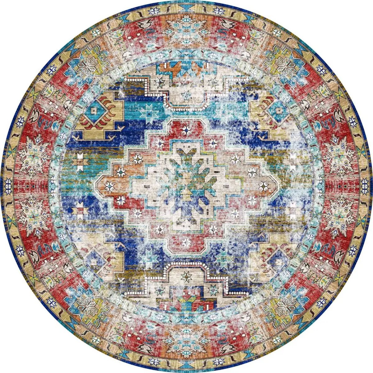 Jarken Klasik Göbekli Multi Polyester ve Pamuklu Kaydırmaz Taban Yıkanabilir Dijital Baskı Halısı - Görsel 7