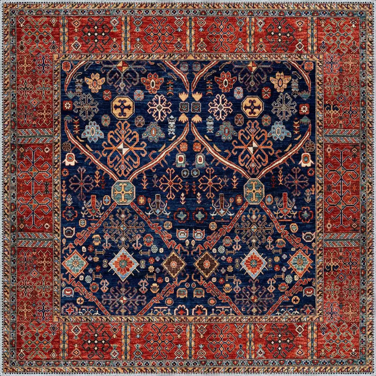 Pakse Çerçeveli Multi Polyester ve Pamuklu Kaydırmaz Tabanlı Yıkanabilir Dijital Baskı Halısı - Görsel 3