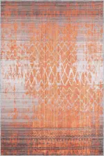 Tonk Modern Turuncu Polyester ve Pamuklu Kaydırmaz Tabanlı Yıkanabilir Dijital Baskı Halısı