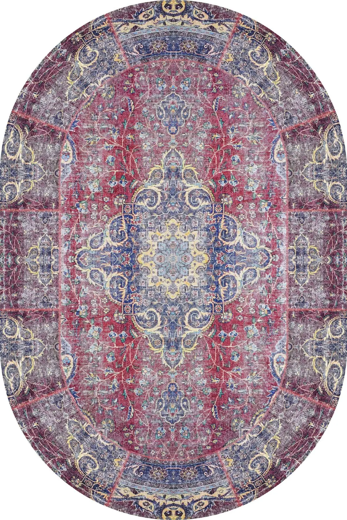 Rottne Klasik Göbekli Multi Polyester ve Pamuklu Kaydırmaz Tabanlı Yıkanabilir Dijital Baskı Halısı - Görsel 6