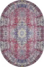 Rottne Klasik Göbekli Multi Polyester ve Pamuklu Kaydırmaz Tabanlı Yıkanabilir Dijital Baskı Halısı - Görsel 6