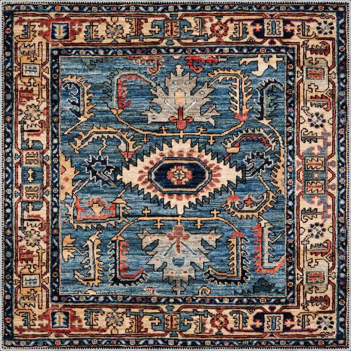 Pursad Klasik Göbekli Multi Polyester ve Pamuklu Kaydırmaz Tabanlı Yıkanabilir Dijital Baskı Halısı - Görsel 3