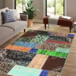 Basti Patchwork Multi Polyester ve Pamuklu Kaydırmaz Tabanlı Yıkanabilir Dijital Baskı Halısı - Görsel 2