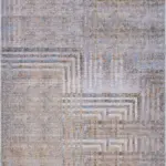 Seoni Geometrik Gri Polyester ve Pamuklu Kaydırmaz Tabanlı Yıkanabilir Dijital Baskı Halısı