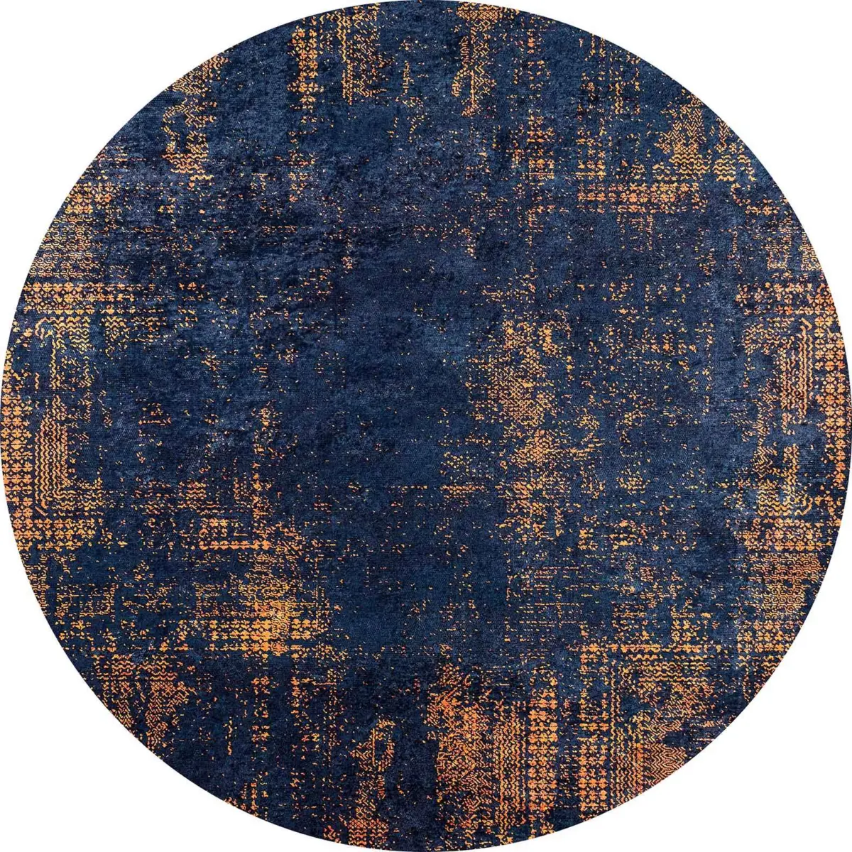 Nateran Modern Lacivert Polyester ve Pamuklu Kaydırmaz Tabanlı Yıkanabilir  Dijital Baskı Halısı - Görsel 7