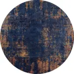 Nateran Modern Lacivert Polyester ve Pamuklu Kaydırmaz Tabanlı Yıkanabilir  Dijital Baskı Halısı - Görsel 7