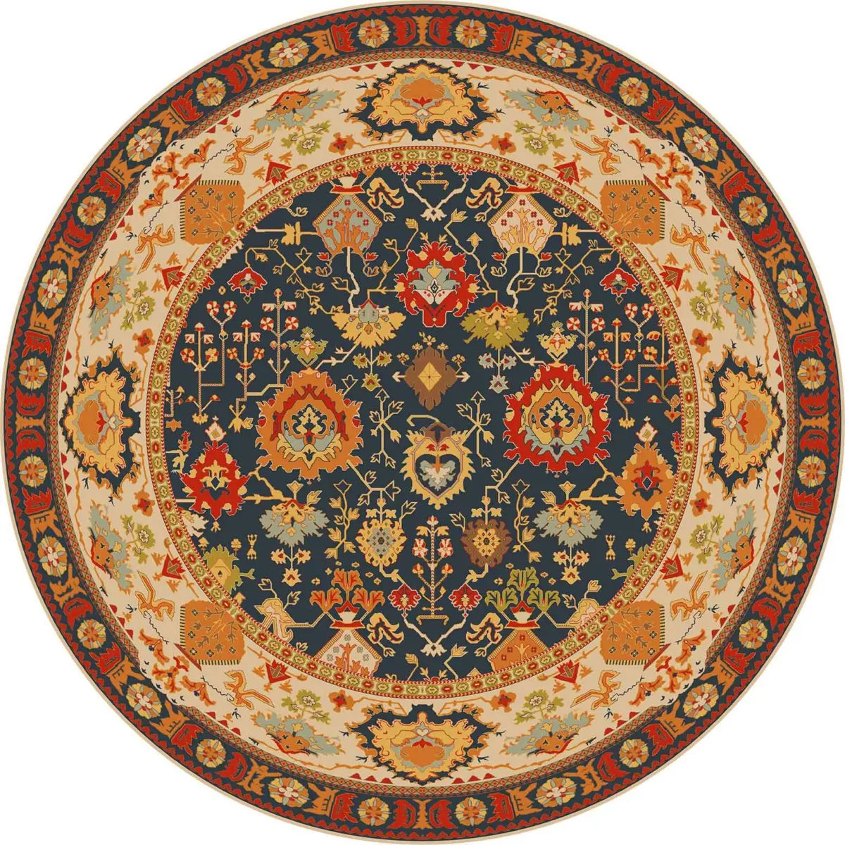 Tiroli Çerçeveli Multi Polyester ve Pamuklu Kaydırmaz Tabanlı Yıkanabilir Dijital Baskı Halısı - Görsel 7