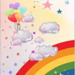 Bocas Gökkuşağı Desenli Renkli Polyester  ve Pamuklu Kaydırmaz Tabanlı Yıkanabilir Dijital Baskı Çocuk Odası Halısı