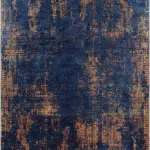 Nateran Modern Lacivert Polyester ve Pamuklu Kaydırmaz Tabanlı Yıkanabilir  Dijital Baskı Halısı