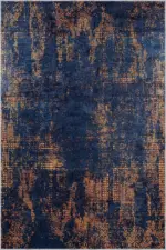 Nateran Modern Lacivert Polyester ve Pamuklu Kaydırmaz Tabanlı Yıkanabilir  Dijital Baskı Halısı