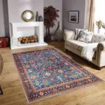 Hechi Çerçeveli Multi Polyester ve Pamuklu Kaydırmaz Tabanlı Yıkanabilir Dijital Baskı Halısı - Görsel 2