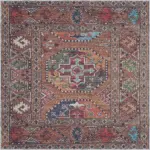 Falla Klasik Göbekli Etnik Kahverengi Polyester ve Pamuklu Kaydırmaz Tabanlı Yıkanabilir Dijital Baskı Halısı - Görsel 3