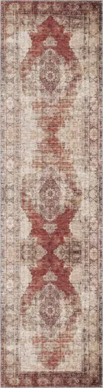 Loten Klasik Göbekli Kahverengi Polyester ve Pamuklu Kaydımaz Taban Yıkanabilir Dijital Baskı Halısı - Görsel 4