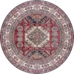 Hitra Klasik Göbekli Multi Polyester ve Pamuklu Kaydırmaz Taban Yıkanabilir Dijital Baskı Halısı - Görsel 7